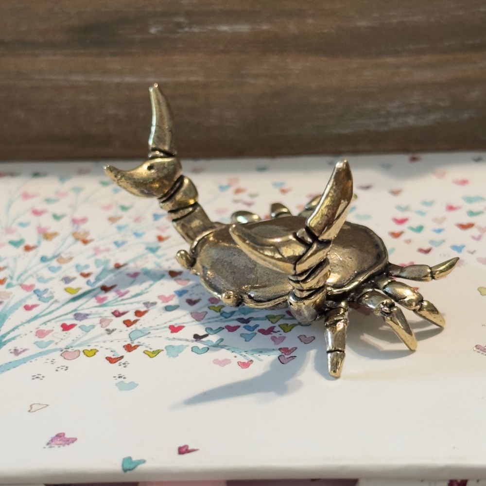 BG27 Brass Crab Figurine Gold Nautical Desk Accessory Paperweight Small
